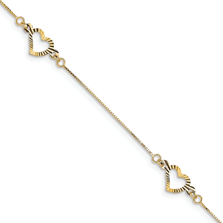 14K Yellow Gold Fancy Heart Bracelet