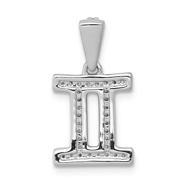Rhodium Over 14K White Gold Diamond Gemini Zodiac Pendant
