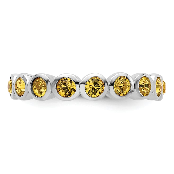 Sterling Silver Stackable Expressions Yellow Crystal Ring