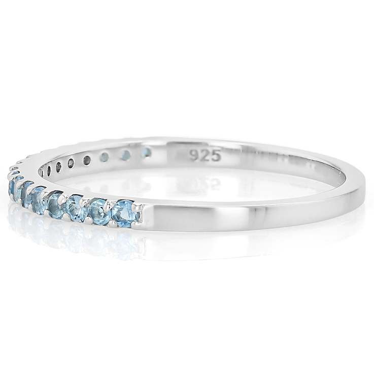 Aquamarine Band Ring In Sterling Silver