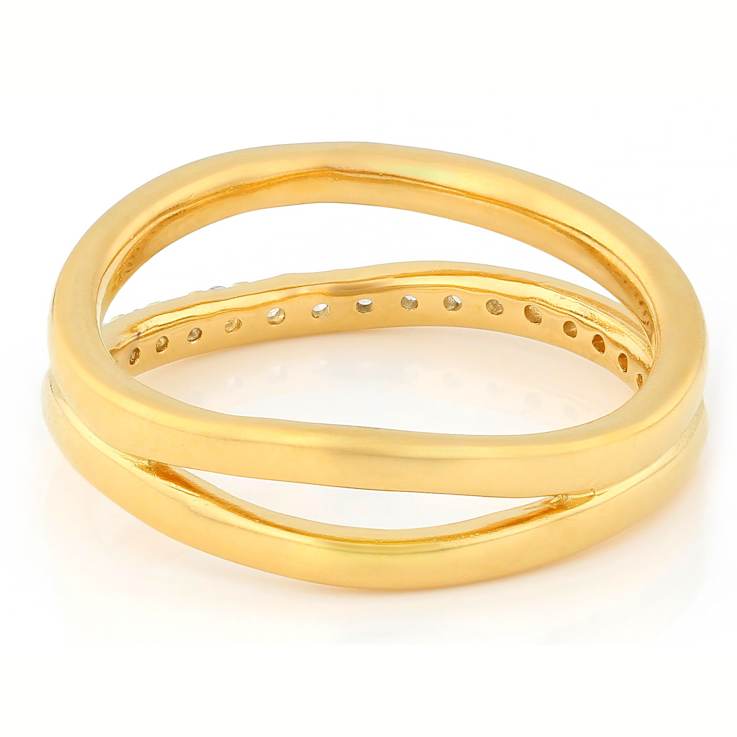 CZ Double Band Ring In 18K Gold Over Brass 0.51ctw