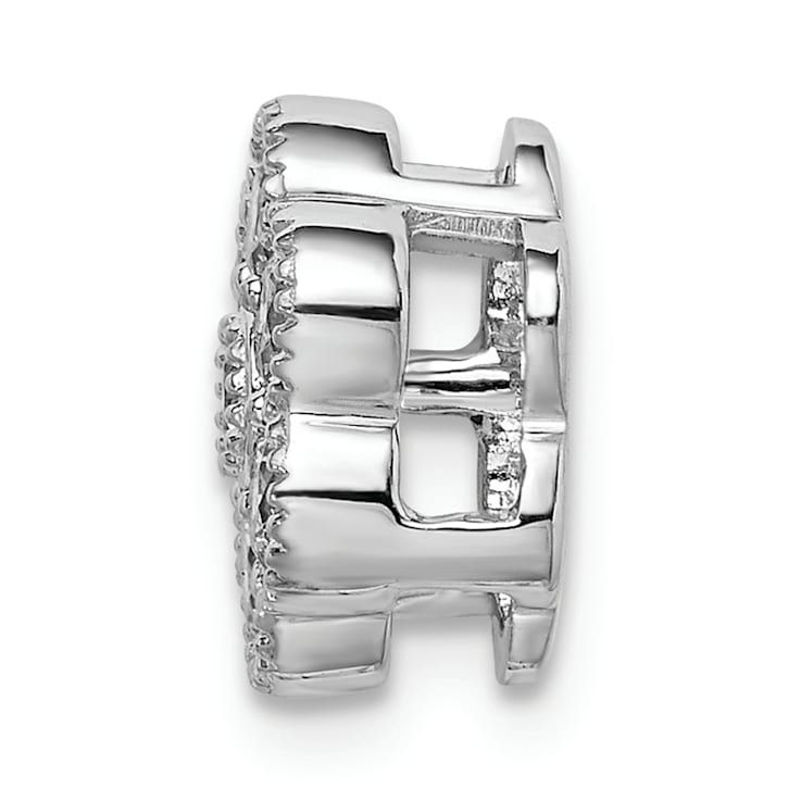 Rhodium Over 14K White Gold Lab Grown Diamond SI1/SI2, G H I, Floral
Chain Slide Pendant 0.50ctw