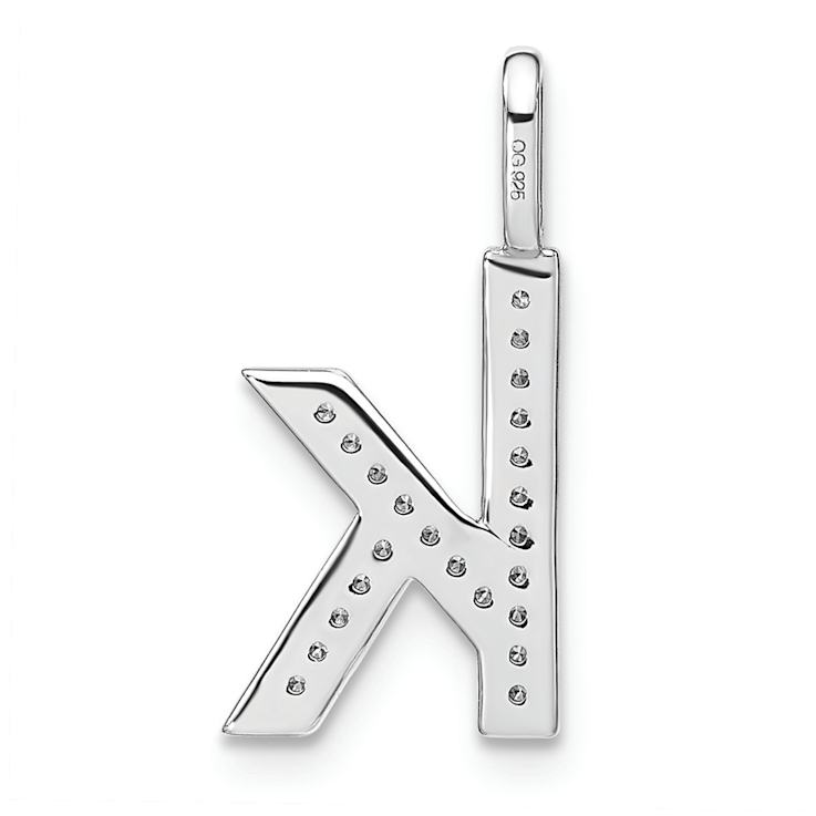 14K White Gold Diamond Lower Case Letter K Initial Pendant