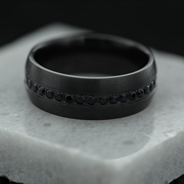 TALON Black Titanium Ring with Black Sapphires 8mm