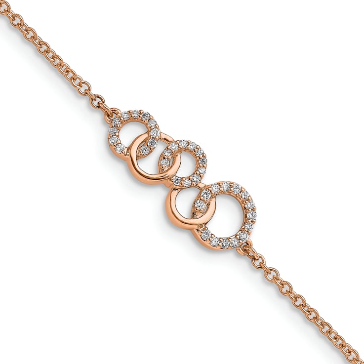 14k Rose Gold Diamond Circles with Star Dangle Bracelet
