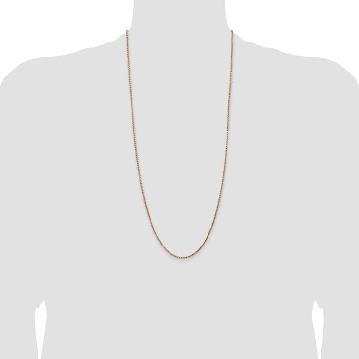 14k Yellow Gold 1.8mm Solid Diamond Cut Wheat Chain 30 inches