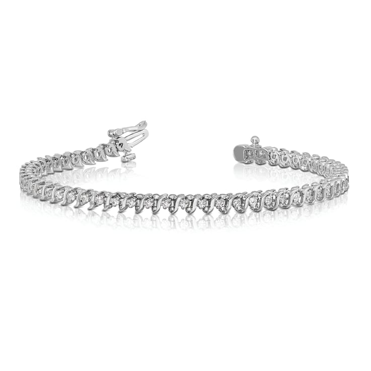 Rhodium Over 14k White Gold I1/G-H Diamond Tennis Bracelet 0.91ctw