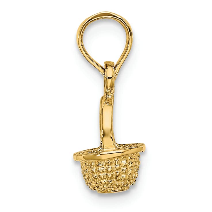 10K Yellow Gold 3D Textured Mini Basket Charm