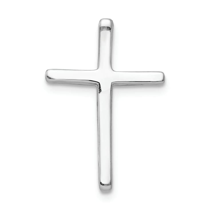 Rhodium Over 10k White Gold Diamond Cross Chain Slide Pendant
