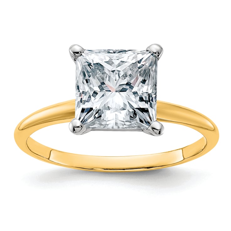14K Yellow Gold With White Gold Accents 2 1/2ctw D E F Pure Light
Princess Moissanite Solitaire Ring