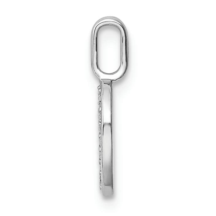 14K White Gold Diamond Letter 0 Pendant