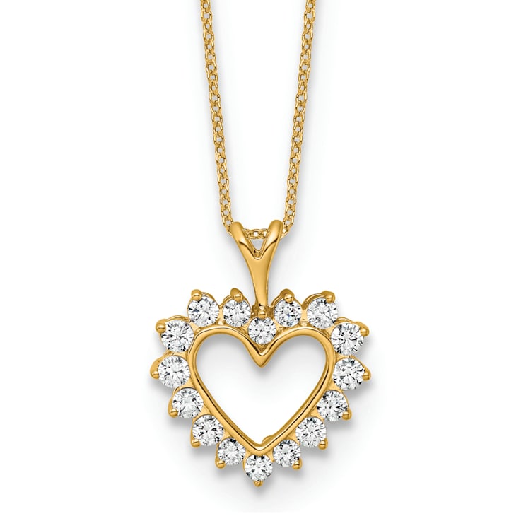 14K Yellow Gold Lab Grown Diamond VS/SI GH, Heart Pendant Necklace