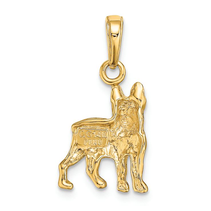 14k Yellow Gold Boston Terrier Dog Pendant