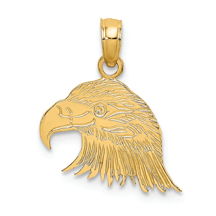 10K Yellow Gold Textured Flat Eagle Head Charm