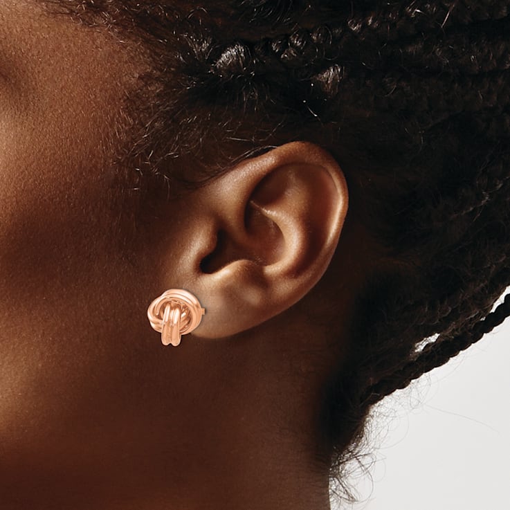 14k Rose Gold Polished 7mm Love Knot Stud Earrings