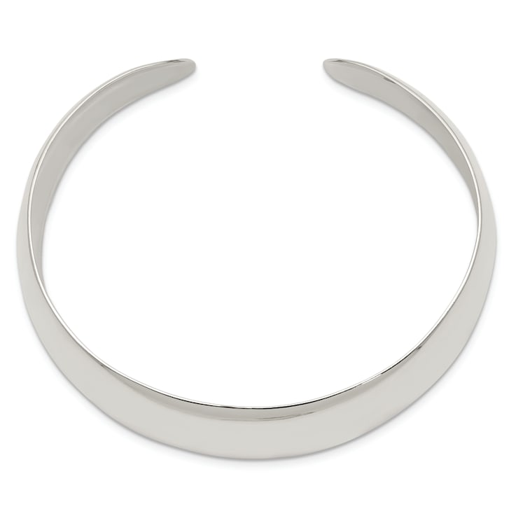 Sterling Silver Solid Polished Plain Cuff Bracelet