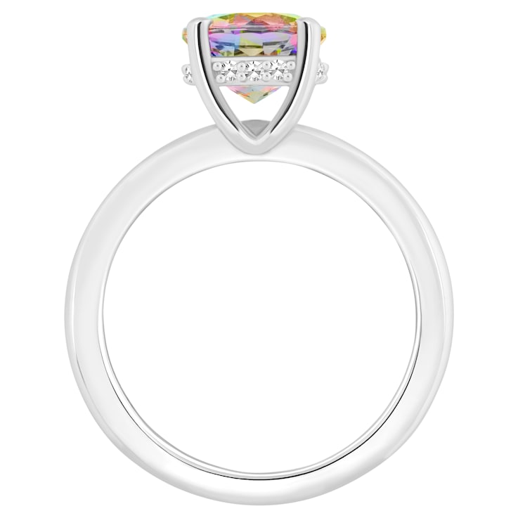 8mm Round Mystic Topaz With Diamond Accents Rhodium Over Sterling Silver
Hidden Halo Ring