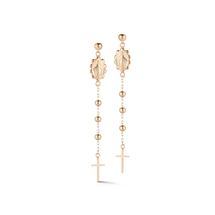Sterling Statements 14K Rose Gold Over Sterling Silver Rosary Dangle Earrings