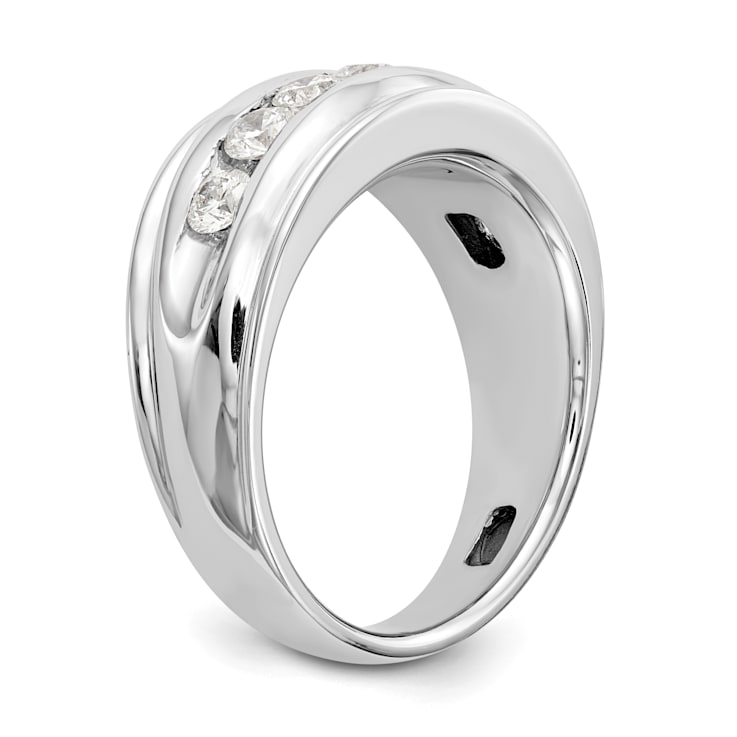 Rhodium Over 14K White Gold Lab Grown Diamond Men's Band