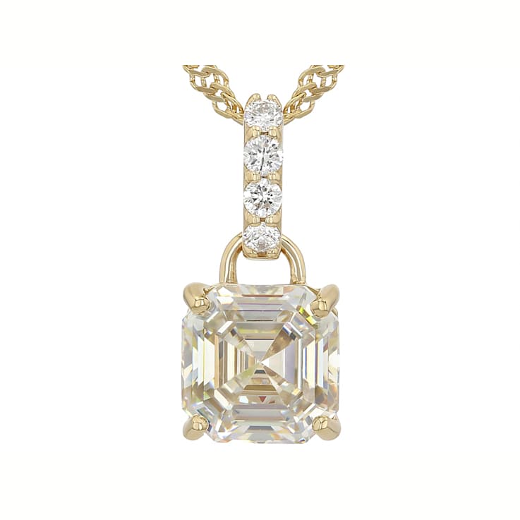 Diamond Simulant Asscher Candlelight And Lab-Grown Diamond Pendant
Necklace In 18K Gold Over Sterling Silver 3.40ctw