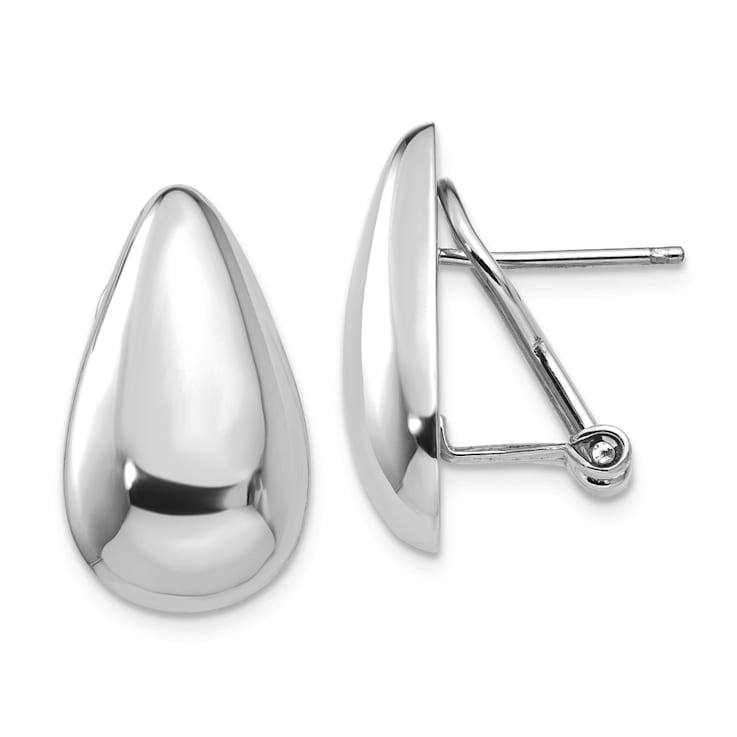 Rhodium Over 14k White Gold Tear Drop Earrings