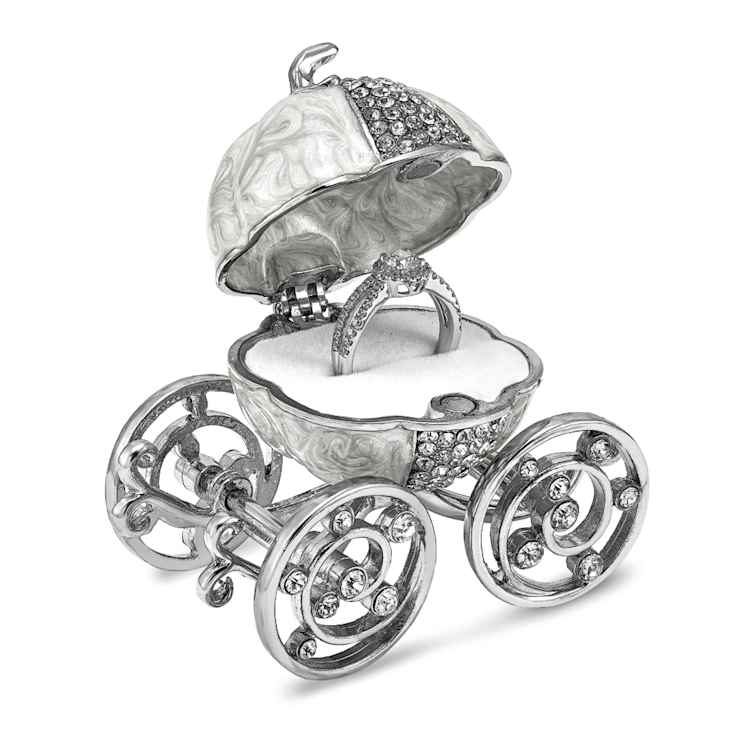 EVER AFTER Pumpkin Coach with Ring Pad Trinket Box