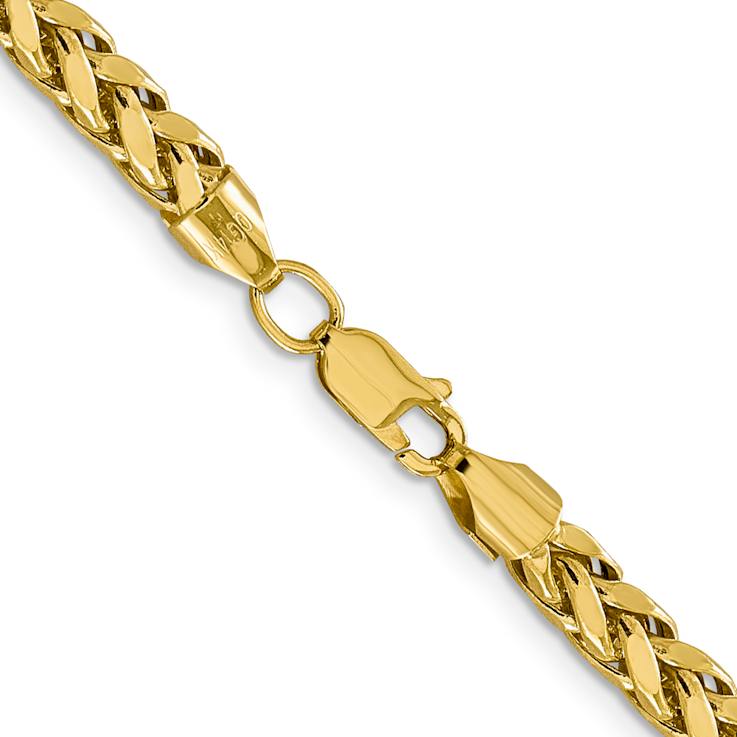 14k Yellow Gold 5mm Diamond-Cut Wheat Link 22 Inch Chain