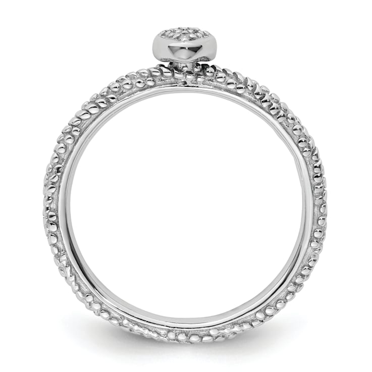 Sterling Silver Diamond Stackable Expressions Textured Heart Ring 0.02ctw