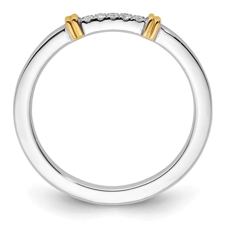 14K White and Yellow Gold Two Tone Stackable Expressions Diamond Ring 0.04ctw