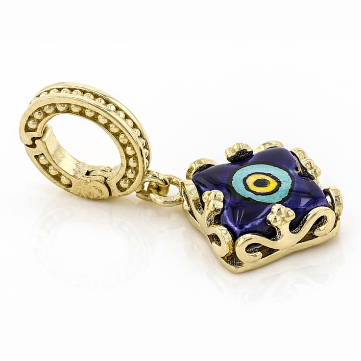 Ceramic Evil Eye Enhancer Pendant In 18K Gold Over Sterling Silver 10x10mm