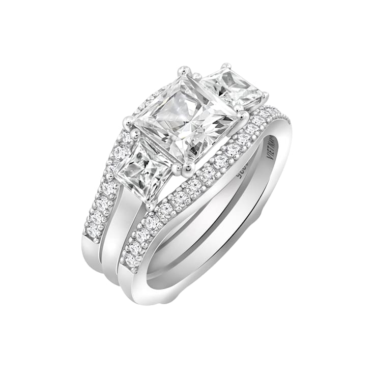 White Cubic Zirconia Platinum Over Sterling Silver Ring 3.51ctw