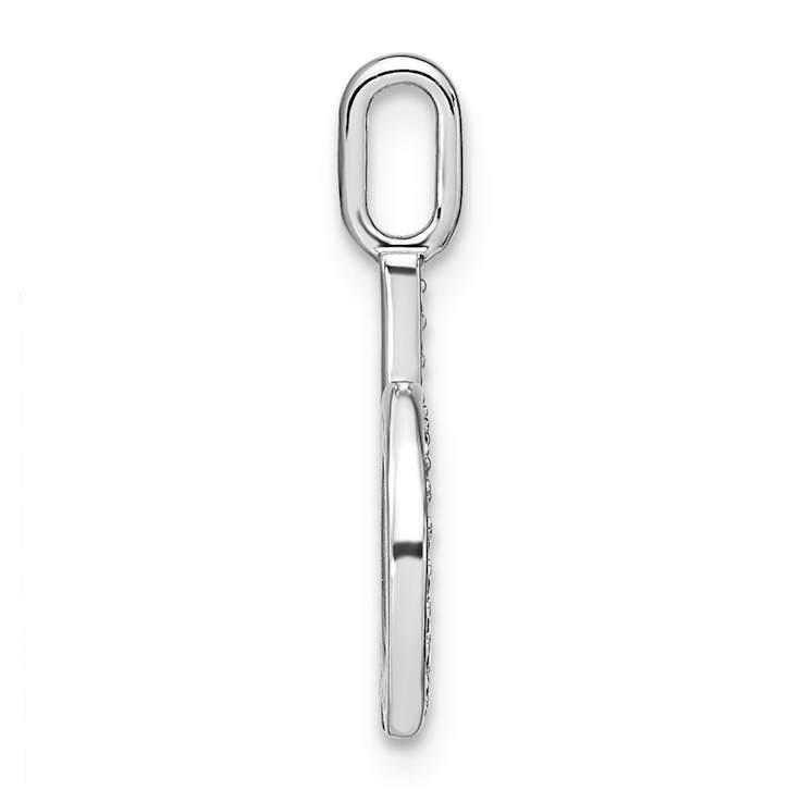 14K White Gold Diamond Lower Case Letter D Initial Pendant