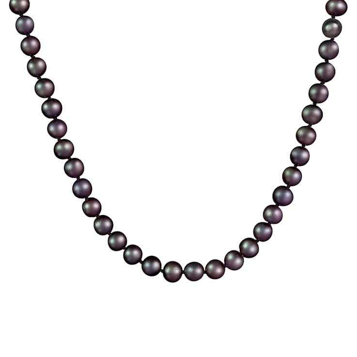 7-8mm Black Cultured Freshwater Pearl endless Necklace