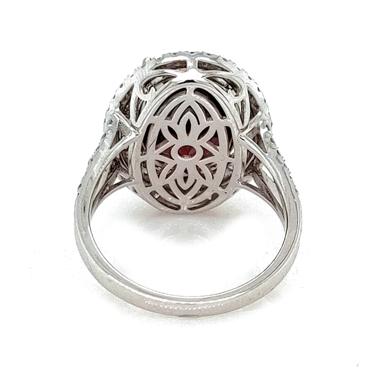 9.29 Ctw Garnet 0.82 Ctw White Diamond Ring in 14K 2-Tone