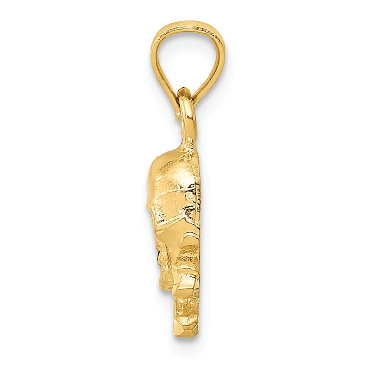 14k Yellow Gold Skull and Cross Bones Pendant