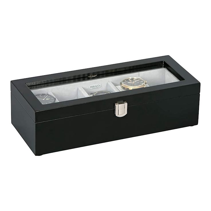 Mele and Co Tate Glass Top Wooden Watch Box
