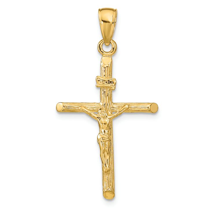 14k Yellow Gold Textured Crucifix Pendant