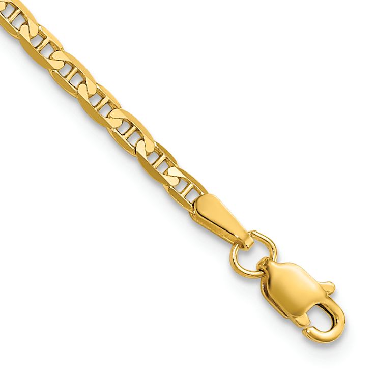 10k Yellow Gold 2.4mm Flat Mariner Link Bracelet