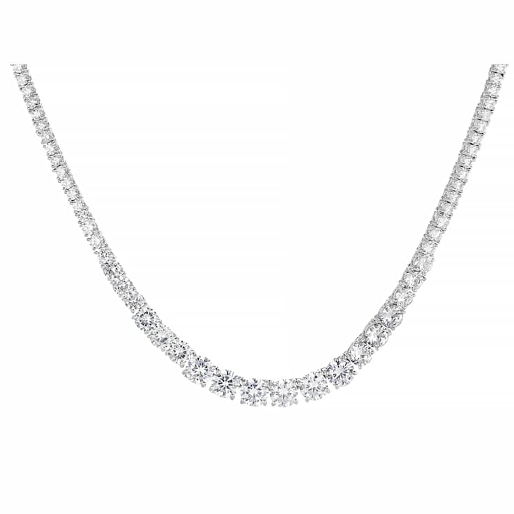 Classic CZ Tennis Necklace In Sterling Silver