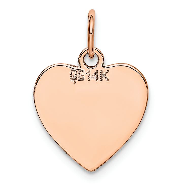 14k Rose Gold Polished Heart Shaped Disc Pendant