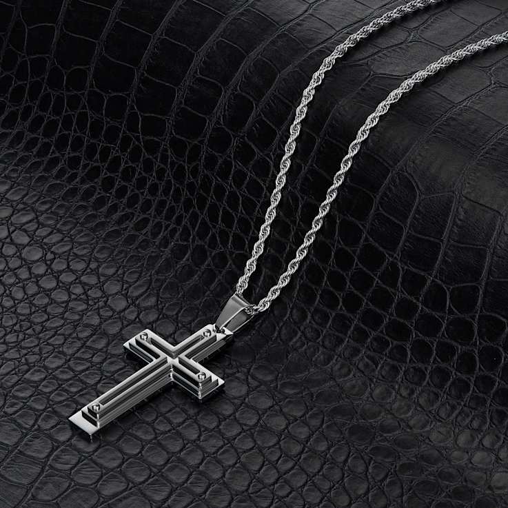 Invicta Men's Two-Tone Cross Pendant With Chain In Stainless Steel