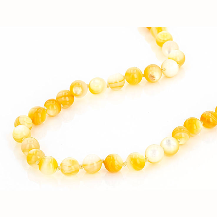 Yellow Mother-Of-Pearl Beaded Necklace In Sterling Silver 18 Inch