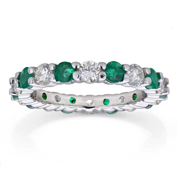2.00ctw Emerald and Diamond Eternity Band Ring in 14k White Gold