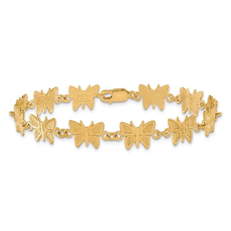 14k Yellow Gold Butterfly Link Bracelet