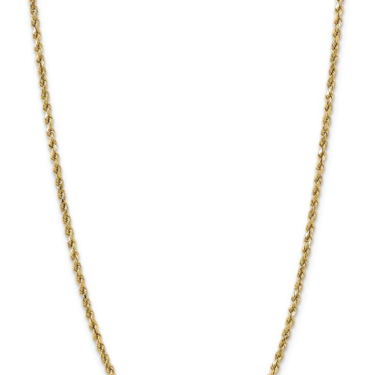14k Yellow Gold 3.5mm Diamond-Cut Rope 22 Inch Chain
