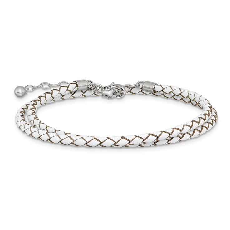 White Leather 14" with 2" Extension Choker or Wrap Bracelet