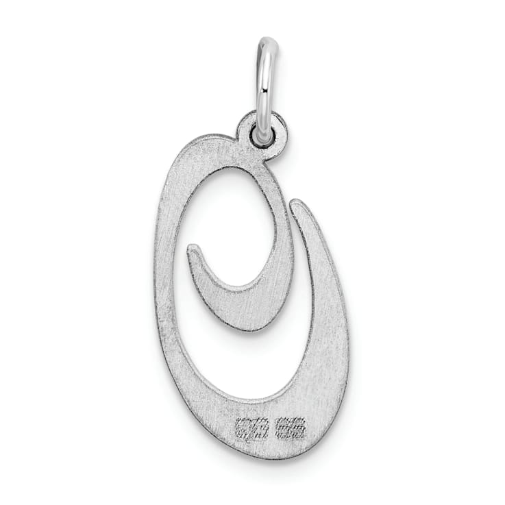 Rhodium Over Sterling Silver Fancy Script Letter O Initial Charm