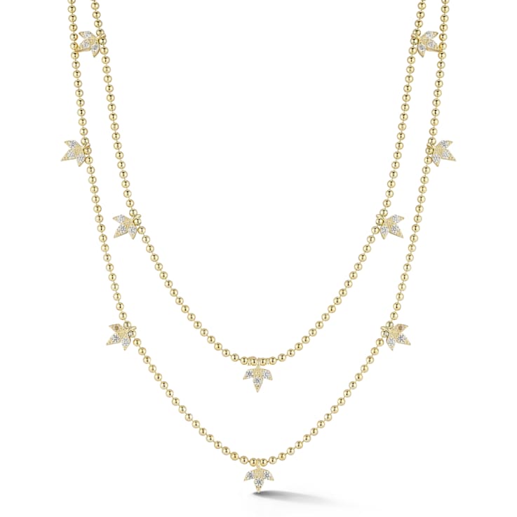 Rachel Zoe Double Layered Beaded Charm Necklace in 14K Gold Over
Sterling Silver