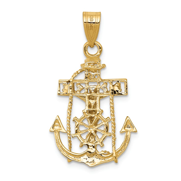 14K Yellow and White Gold Mariners Cross Pendant