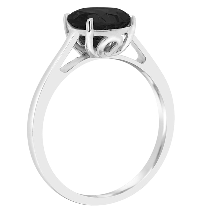 8mm Round Black Onyx Rhodium Over Sterling Silver Ring